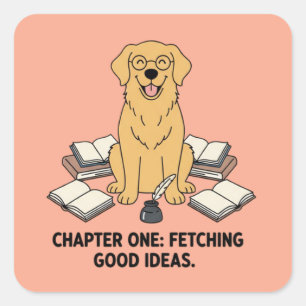 Sticker Carré Journal académique adorable sur les Golden Retriev