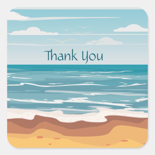 Sticker Carré Journée à la plage (Devant)