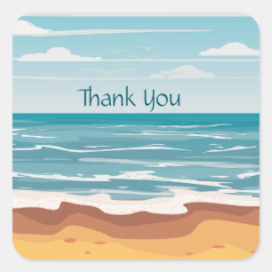 Sticker Carré Journée à la plage