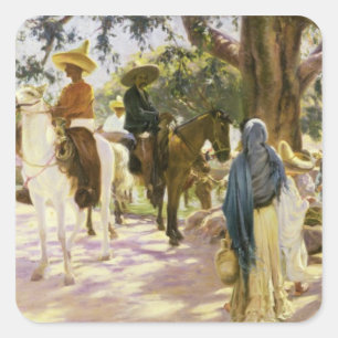 Sticker Carré Journée de marché à San Gabriel, Mexique