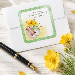 Sticker Carré Journée de mariage aux fleurs jaunes