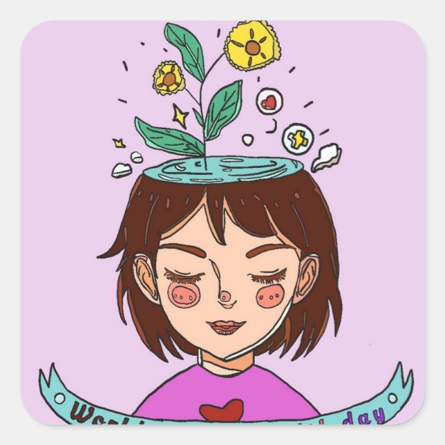 Sticker Carré Journée de sensibilisation à la santé mentale (Devant)