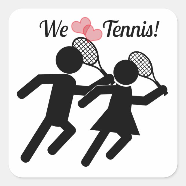 Sticker Carré Journée Heureuse de Tennis (Devant)