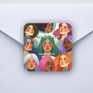 Sticker Carré Journée internationale de la femme Égalité et dive