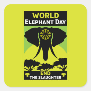 Sticker Carré Journée mondiale des éléphants vendredi 12 août