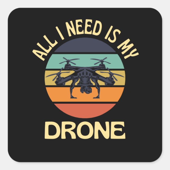 Sticker Carré Jours de drone Happy Days Quadcopter Pilot (Devant)