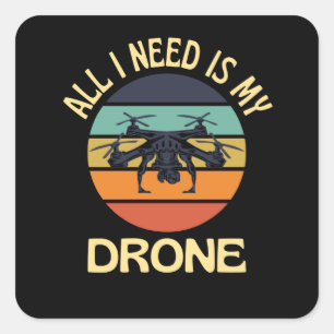 Sticker Carré Jours de drone Happy Days Quadcopter Pilot