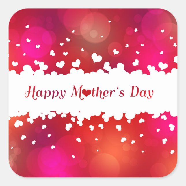 Sticker Carré Jovely Happy Mother's Day Hearts (Devant)