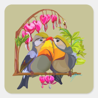 Sticker Carré Jovely Pekin Robin Bird Pair