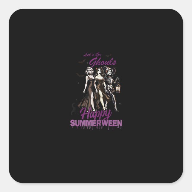 Sticker Carré Joyeuse équipe de filles de Ghoul Summerween (Devant)