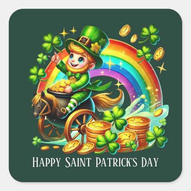 Sticker Carré Joyeuse fête de la Saint-Patrick personnalisable p (Devant)