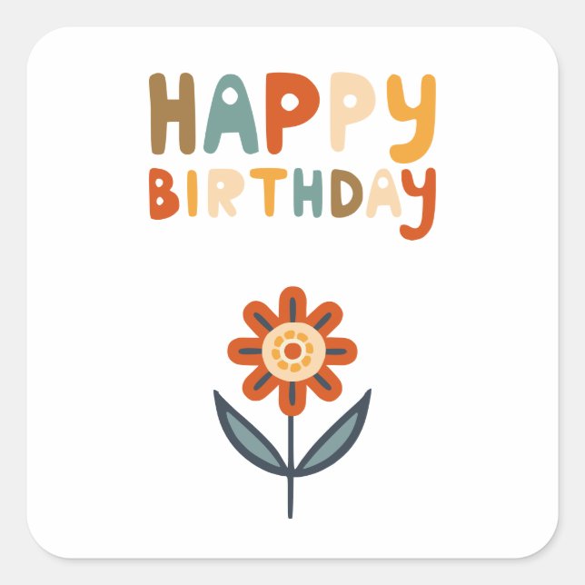Sticker Carré Joyeuse fleur d'anniversaire (Devant)
