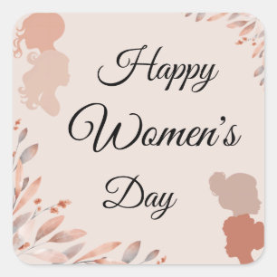 Sticker Carré Joyeuse Journée internationale des femmes Feuillag