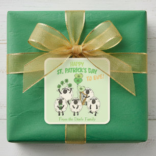 Sticker Carré Joyeuse Saint-Patrick à Vous Moutons Irlandais