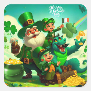 Sticker Carré Joyeuse Saint-Patrick colorée