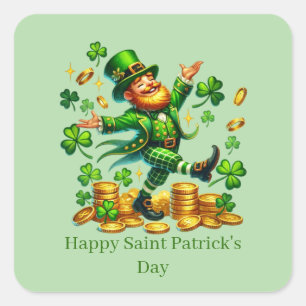Sticker Carré Joyeuse Saint-Patrick personnalisable lutin