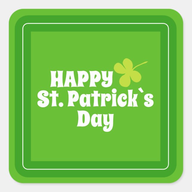 Sticker Carré Joyeuse Saint Patrick`s day Green Lucky Shamrock (Devant)
