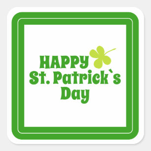 Sticker Carré Joyeuse Saint Patrick`s day Green Lucky Shamrock