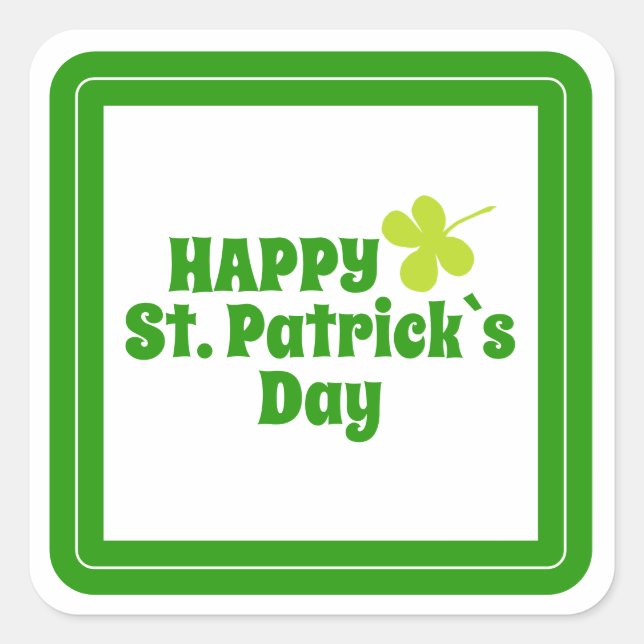 Sticker Carré Joyeuse Saint Patrick`s day Green Lucky Shamrock (Devant)