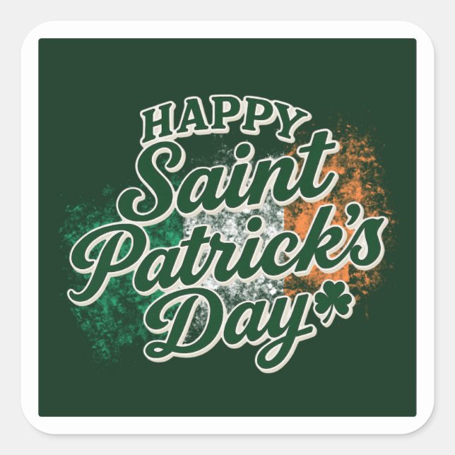 Sticker Carré Joyeuse Saint-Patrick vintage  (Devant)