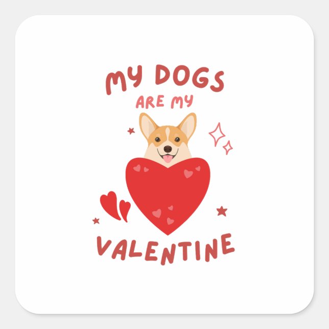 Sticker Carré Joyeuse Saint-Valentin 2024 - Image drôle de chien (Devant)