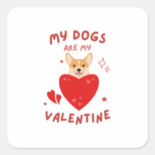 Sticker Carré Joyeuse Saint-Valentin 2024 - Image drôle de chien
