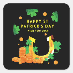 Sticker Carré Joyeuse St. Patricks Day - Shamrock irlandais chan