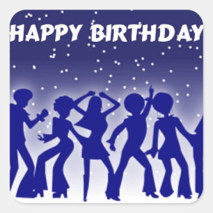 Sticker Carré Joyeuses danseuses disco d'anniversaire