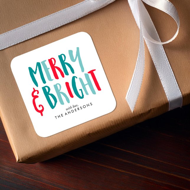 Sticker Carré Joyeuses et brillantes fêtes (Créateur téléchargé)