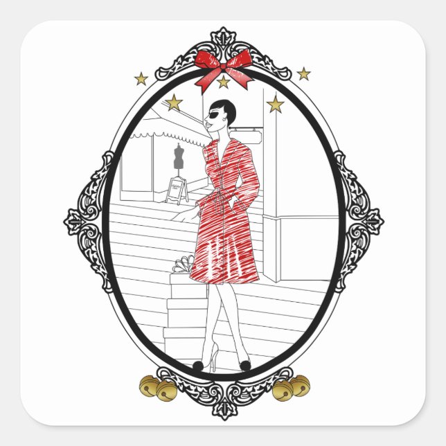 Sticker Carré Joyeuses Fêtes (Devant)