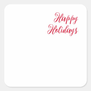 Sticker Carré Joyeuses fêtes écriture de Noël rouge blanc