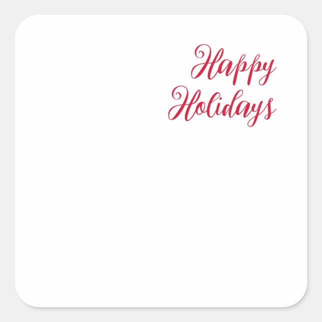 Sticker Carré Joyeuses fêtes écriture de Noël rouge blanc (Devant)