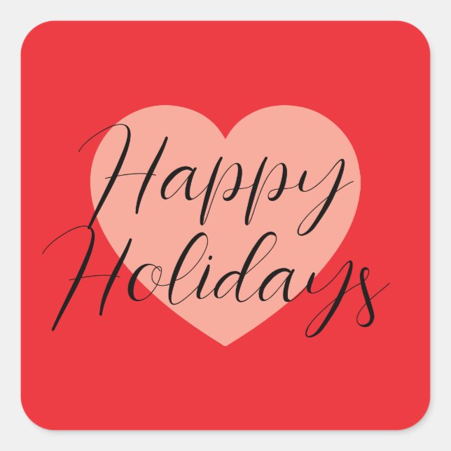 Sticker Carré Joyeuses Fêtes Joyeux Noël Période de Vacances Cœu (Devant)