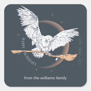 Sticker Carré Joyeuses fêtes Livraison Hedwig   Personnalisé