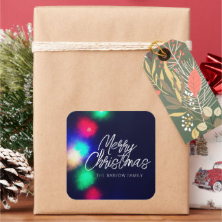 Sticker Carré Joyeuses lumières de Noël