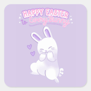 Sticker Carré Joyeuses Pâques à tous les petits lapins