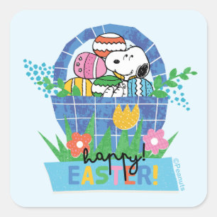Sticker Carré Joyeuses Pâques Snoopy