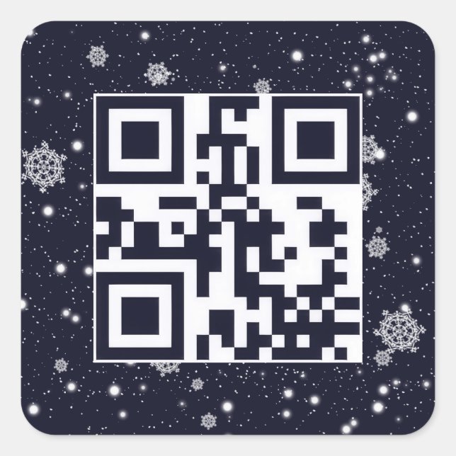 Sticker Carré Joyeuses Vacances QR Code Dans Les Snowflakes (Devant)