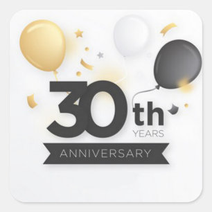 Sticker Carré Joyeux 30e anniversaire de mariage avec des ballon