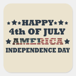 Sticker Carré Joyeux 4 juillet fête de l'indépendance Amérique