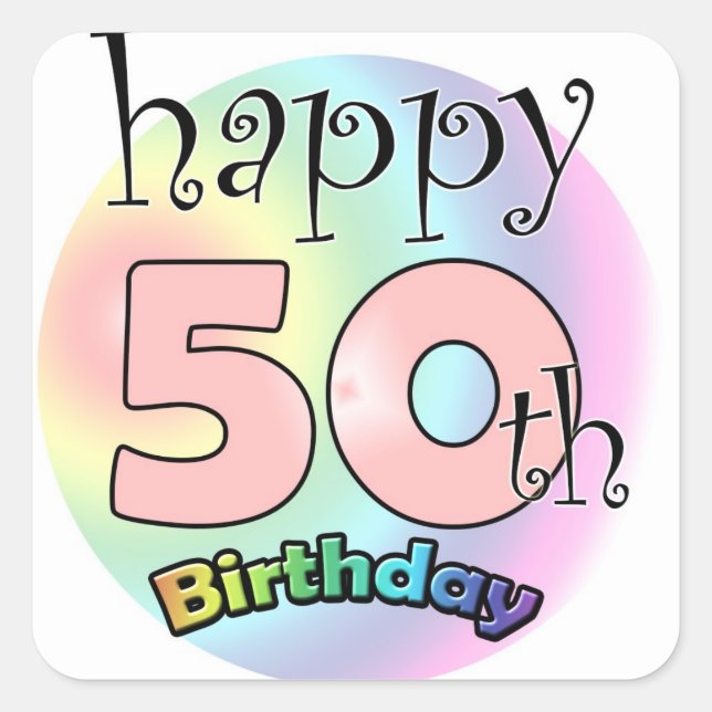 Sticker Carré Joyeux 50e anniversaire (roze) (Devant)
