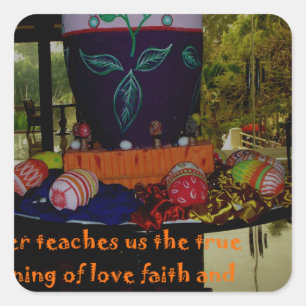 Sticker Carré Joyeux Amour de Pâques Foi et souhaits d'espoir