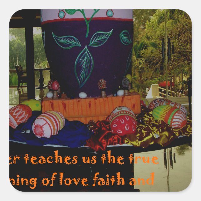 Sticker Carré Joyeux Amour de Pâques Foi et souhaits d'espoir (Devant)