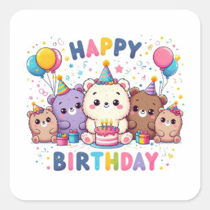 Sticker Carré Joyeux anniversaire