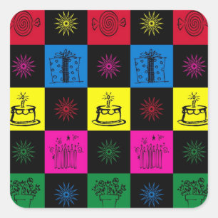 Sticker Carré Joyeux anniversaire