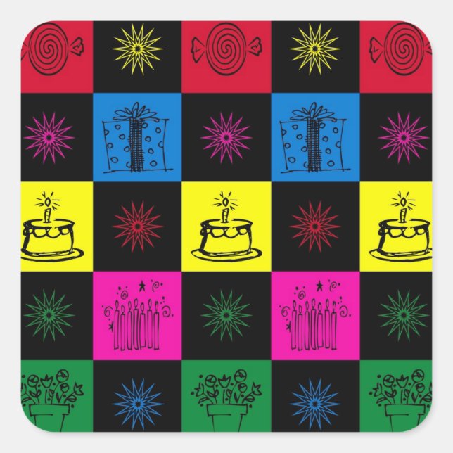 Sticker Carré Joyeux anniversaire (Devant)