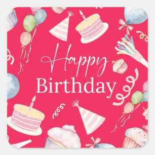 Sticker Carré Joyeux anniversaire