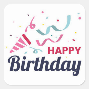 Sticker Carré Joyeux Anniversaire 