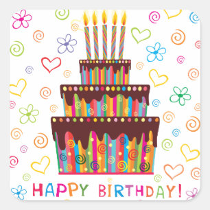 Sticker Carré Joyeux anniversaire