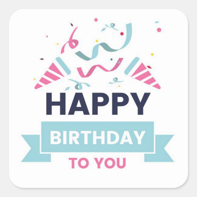 Sticker Carré Joyeux anniversaire (Devant)